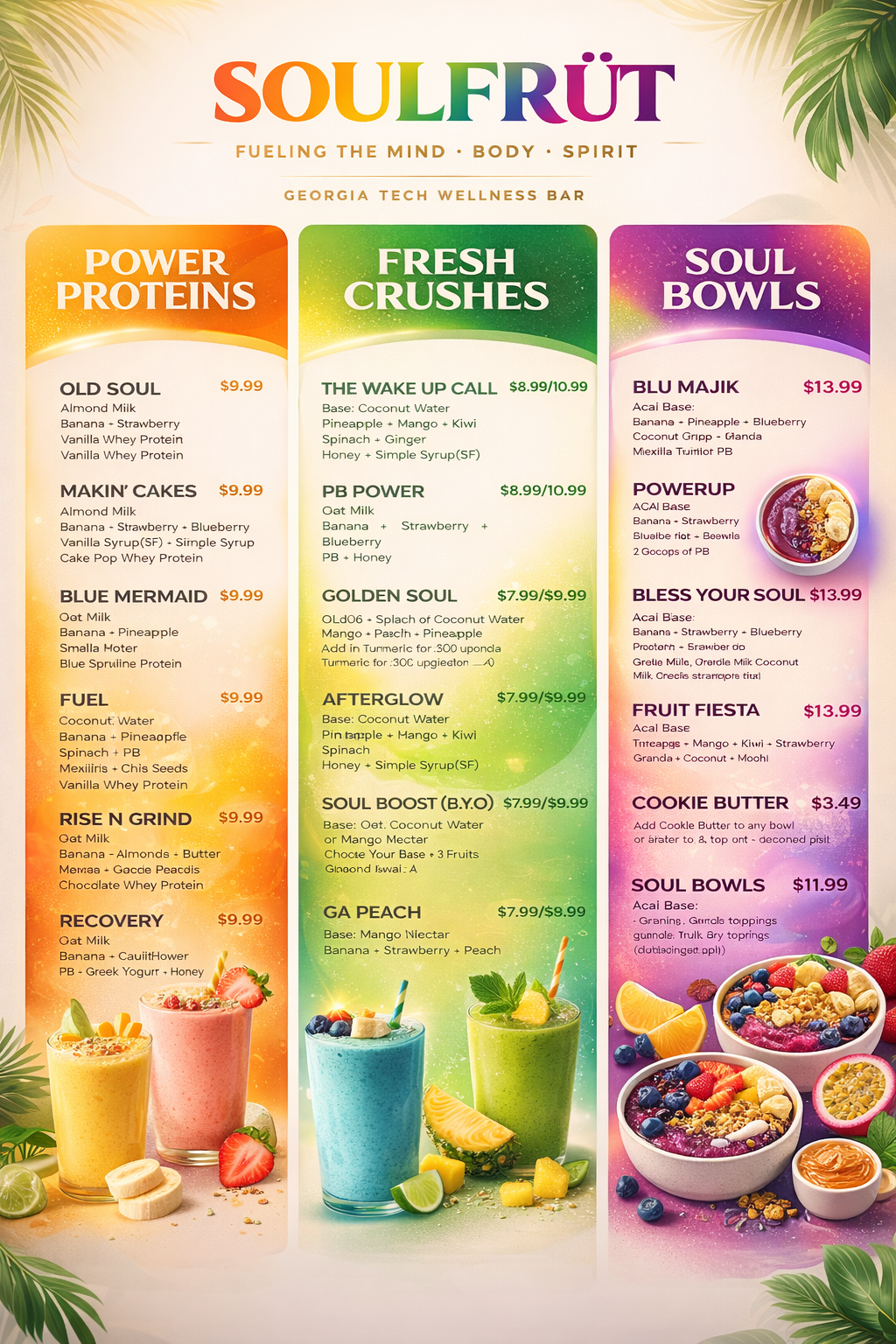 Soulfrut Full Menu